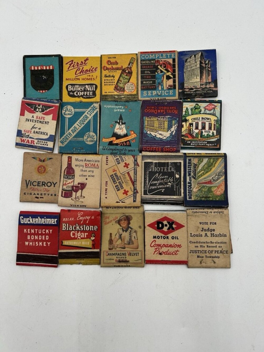 Vintage 1940s 50s Matchbook Lot Collection Of 20 Advertisement